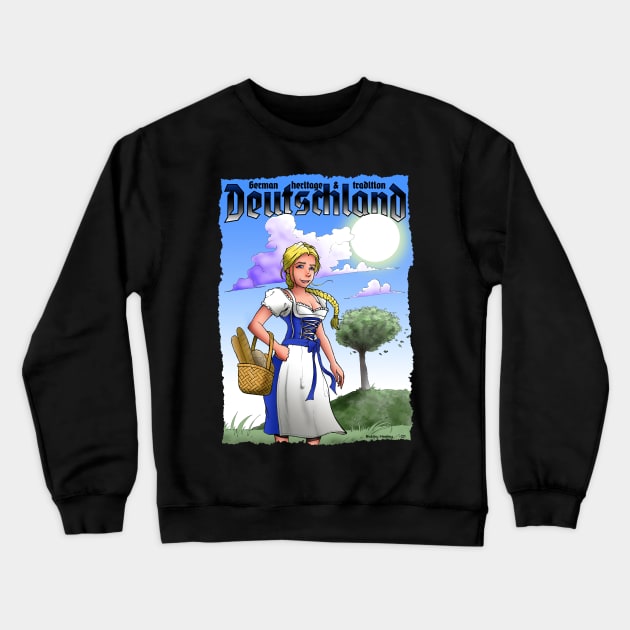 Deutschland - Bread Girl Crewneck Sweatshirt by Illustratorator